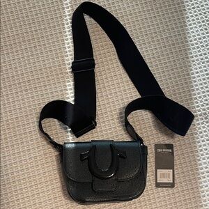 True Religion Black Leather Crossbody Bag